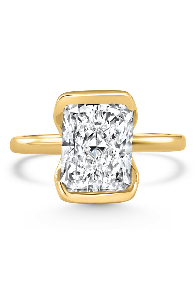Certified 4Ct Radiant Cut Diamond Bezel Engagement Ring Gold Lab Grown, Main, color, 14k Yellow Gold
