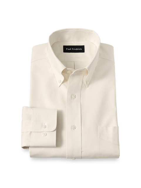 Non-iron Cotton Pinpoint Solid Button Down Collar Dress Shirt