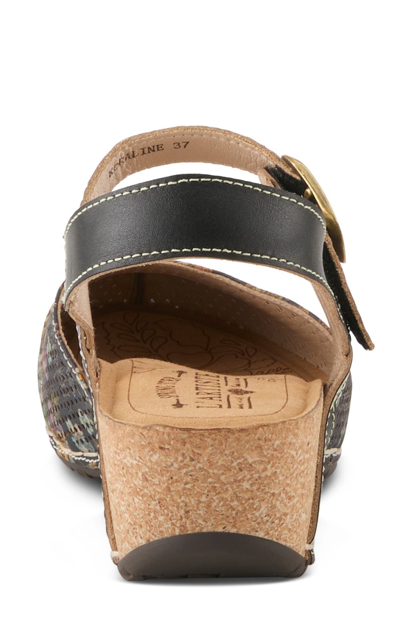 L'Artiste by Spring Step Koraline Ankle Strap Clog, Alternate, color, Black Multi