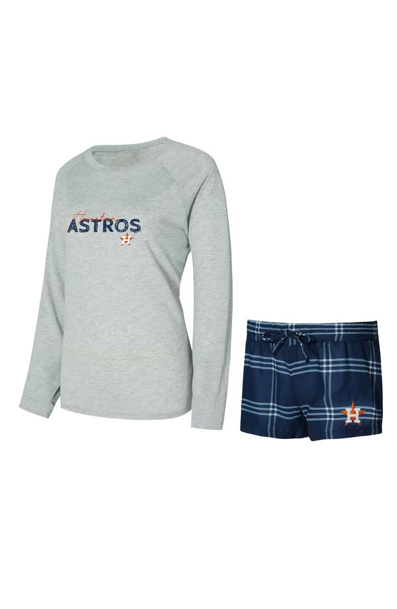 CONCEPTS SPORT Women's Concepts Sport Houston Astros Petition Long Sleeve Top and Short Set, Main, color, Navy
