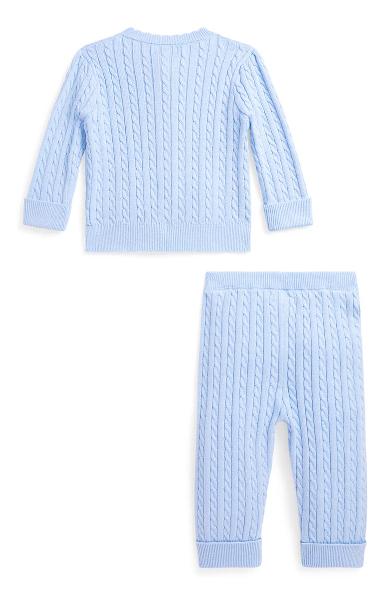 Ralph Lauren Cable Cotton Cardigan & Pants Set, Alternate, color, 
