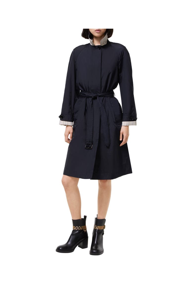 Long Belted Nylon Tickhill Car Coat, Alternate, color, Navy