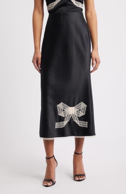Loveshackfancy Vallis Lace Bow Midi Skirt In Black