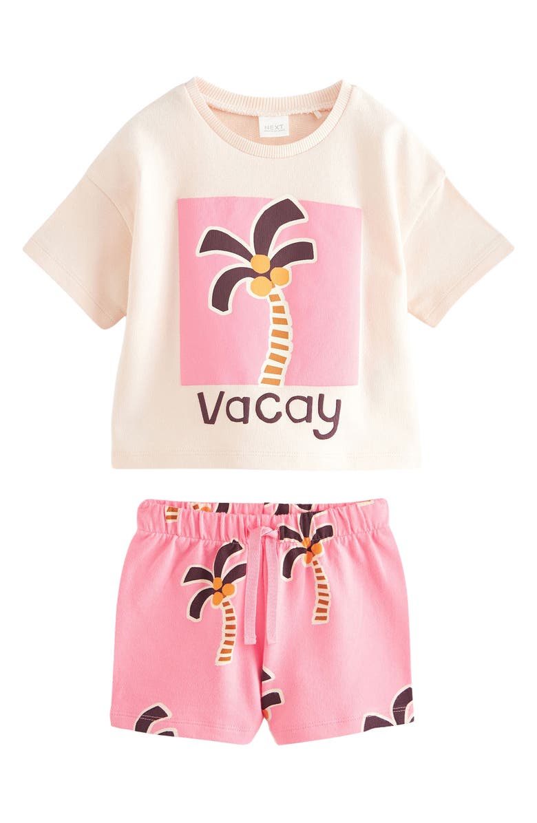 NEXT Kids' Palm Tree Print T-Shirt & Shorts Set, Main, color,