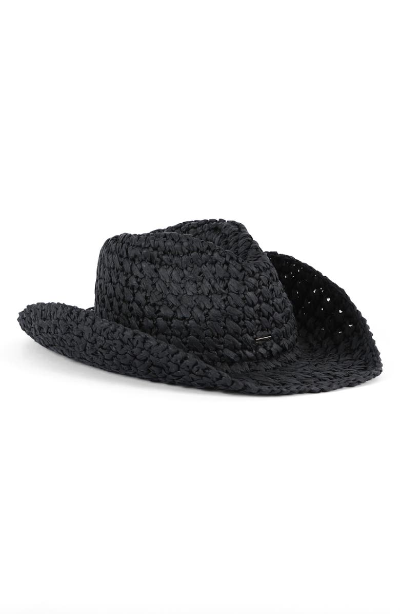 Eugenia Kim Winona Packable Crochet Fedora, Main, color, Black