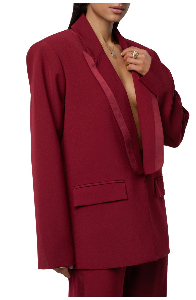 JLUXLABEL Suite Life Woven Blazer, Alternate, color, Burgundy