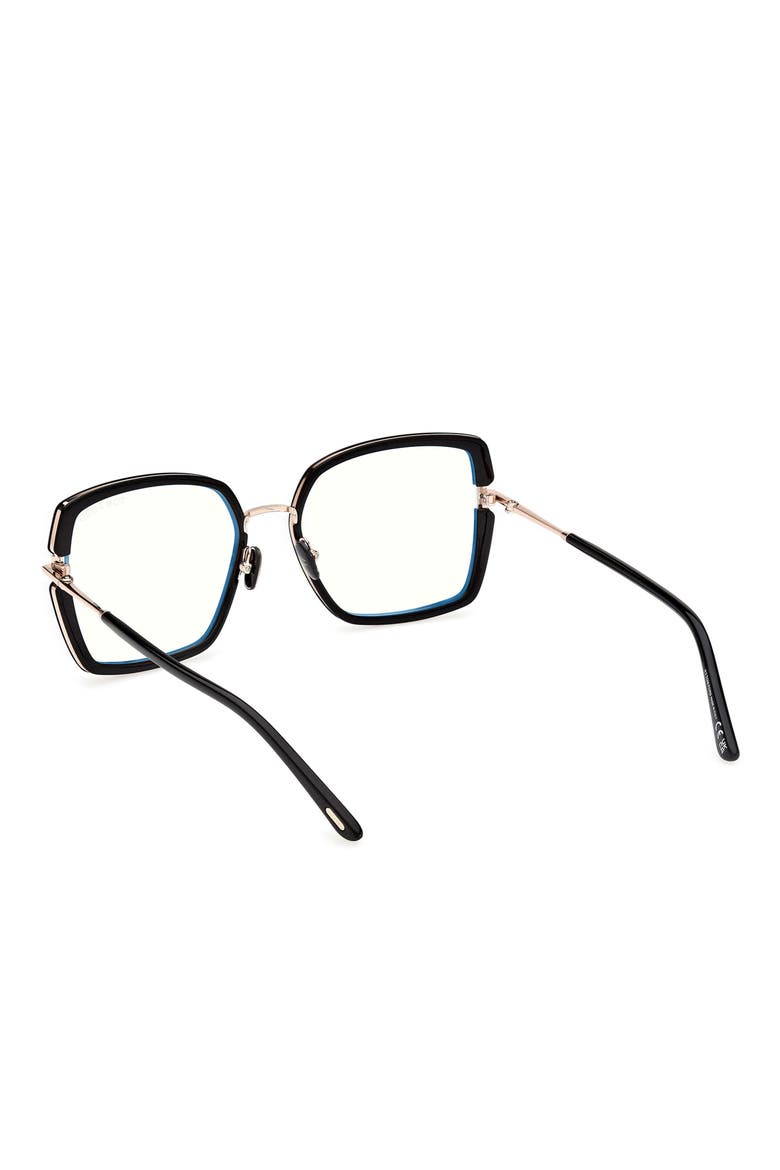 55mm Square Blue Light Blocking Optical Glasses, Alternate, color, BLACK ROSE GOLD / T LOGO