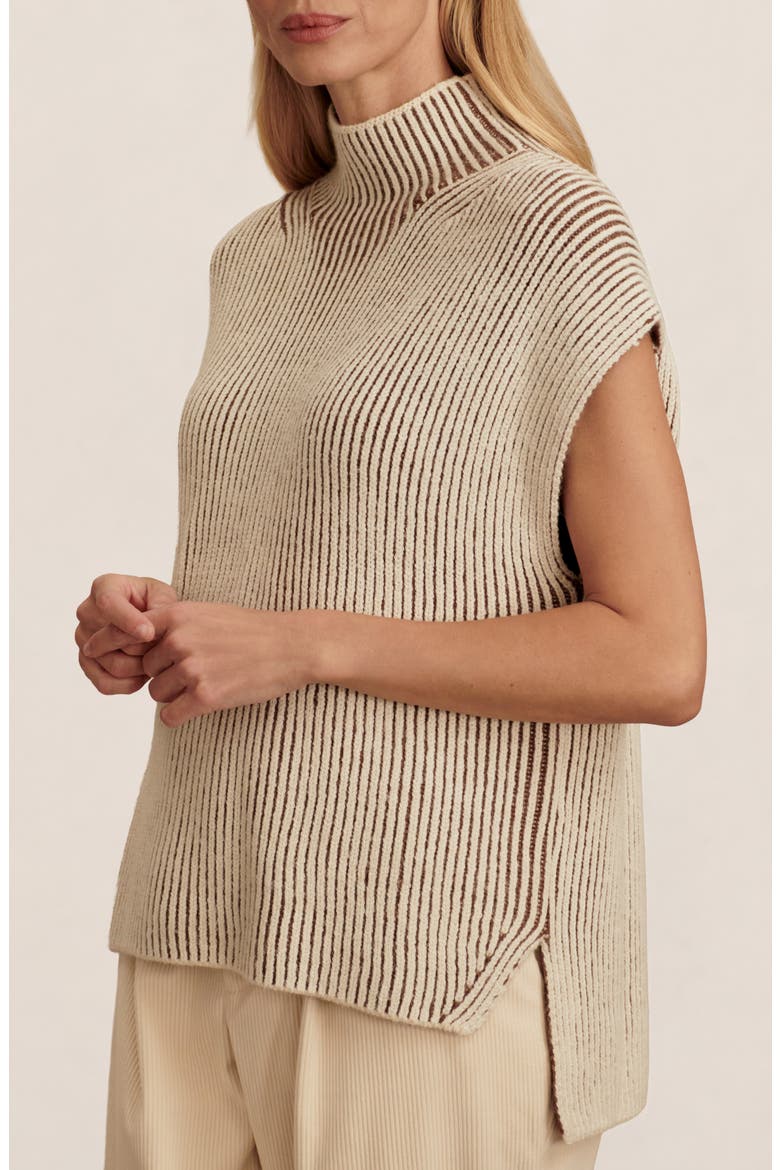 Laurne Plated Mock Neck Sweater, Alternate, color, COCOA DUST