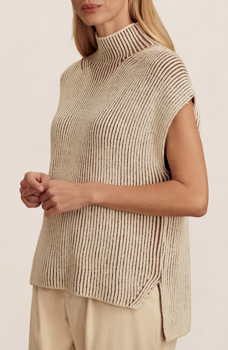 Varley Laurne Plated Mock Neck Sweater, Alternate, color, Cocoa Dust