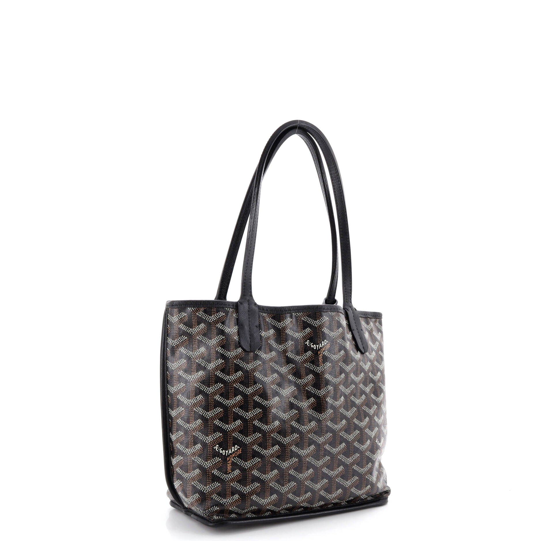 Pre-Owned Goyard Anjou Reversible Tote Coated Canvas Mini, Alternate, color, Black