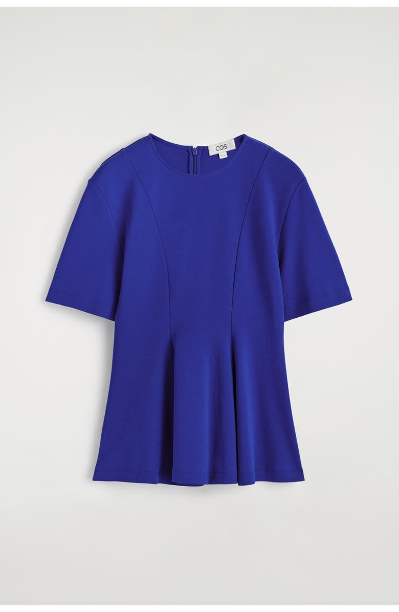 COS Waisted Cotton T-shirt, Alternate, color, Cobalt Blue