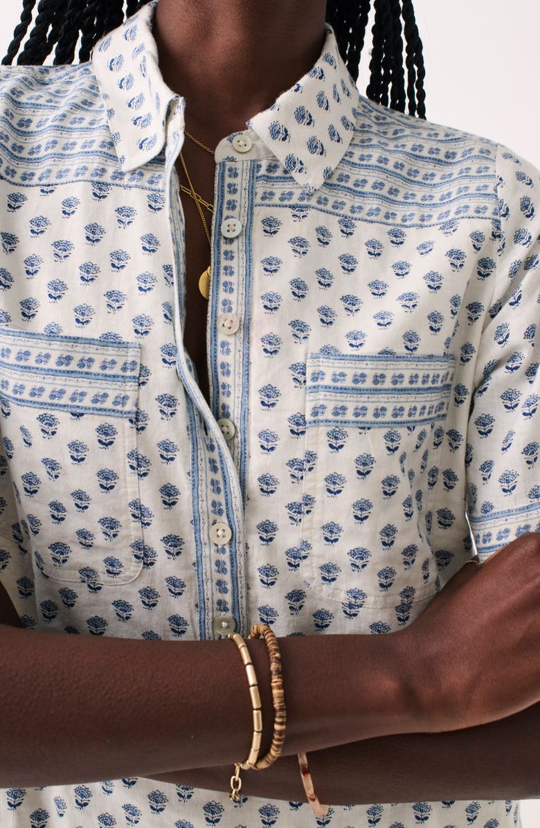 Faherty Rae Linen Blend Mini Shirtdress, Alternate, color, White Lotus