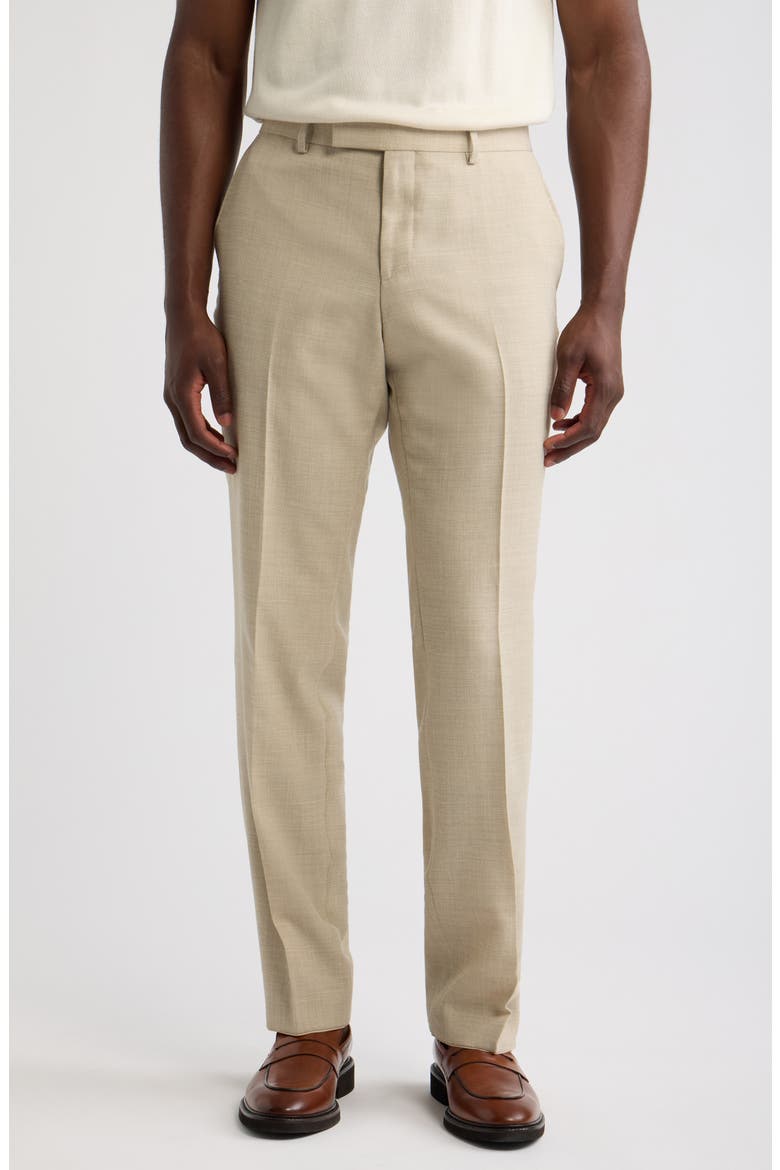 H-Genius Flat Front Trousers, Main, color, MEDIUM BEIGE