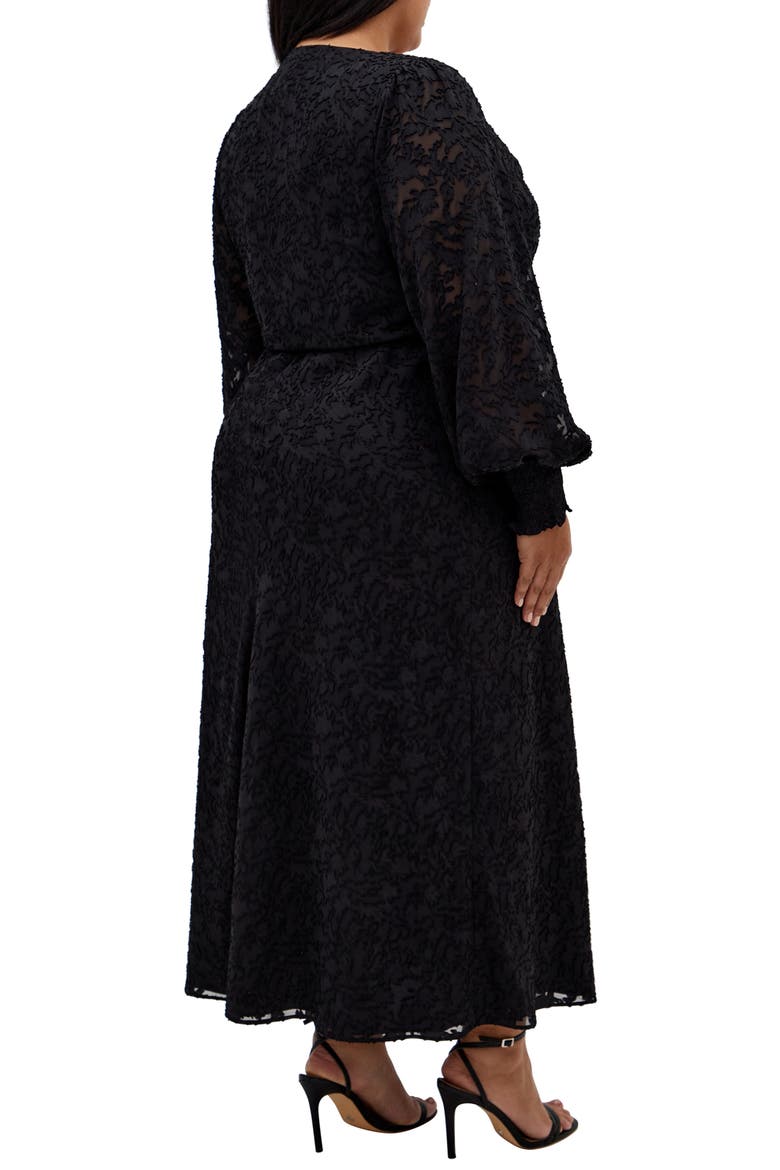 Marci Textured Print Long Sleeve Maxi Dress, Alternate, color, BLACK