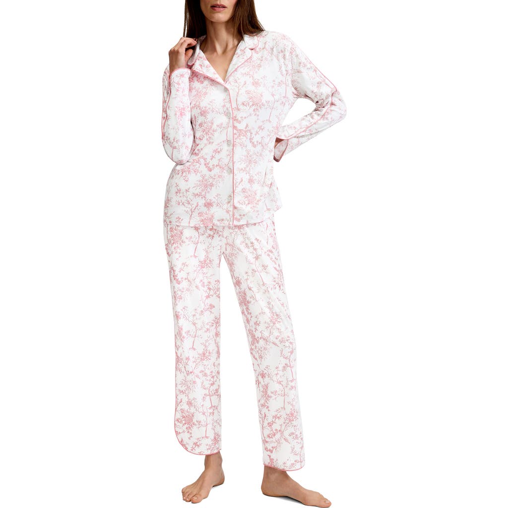 Petite Plume Print Tulip Pima Cotton Pajamas In Pink