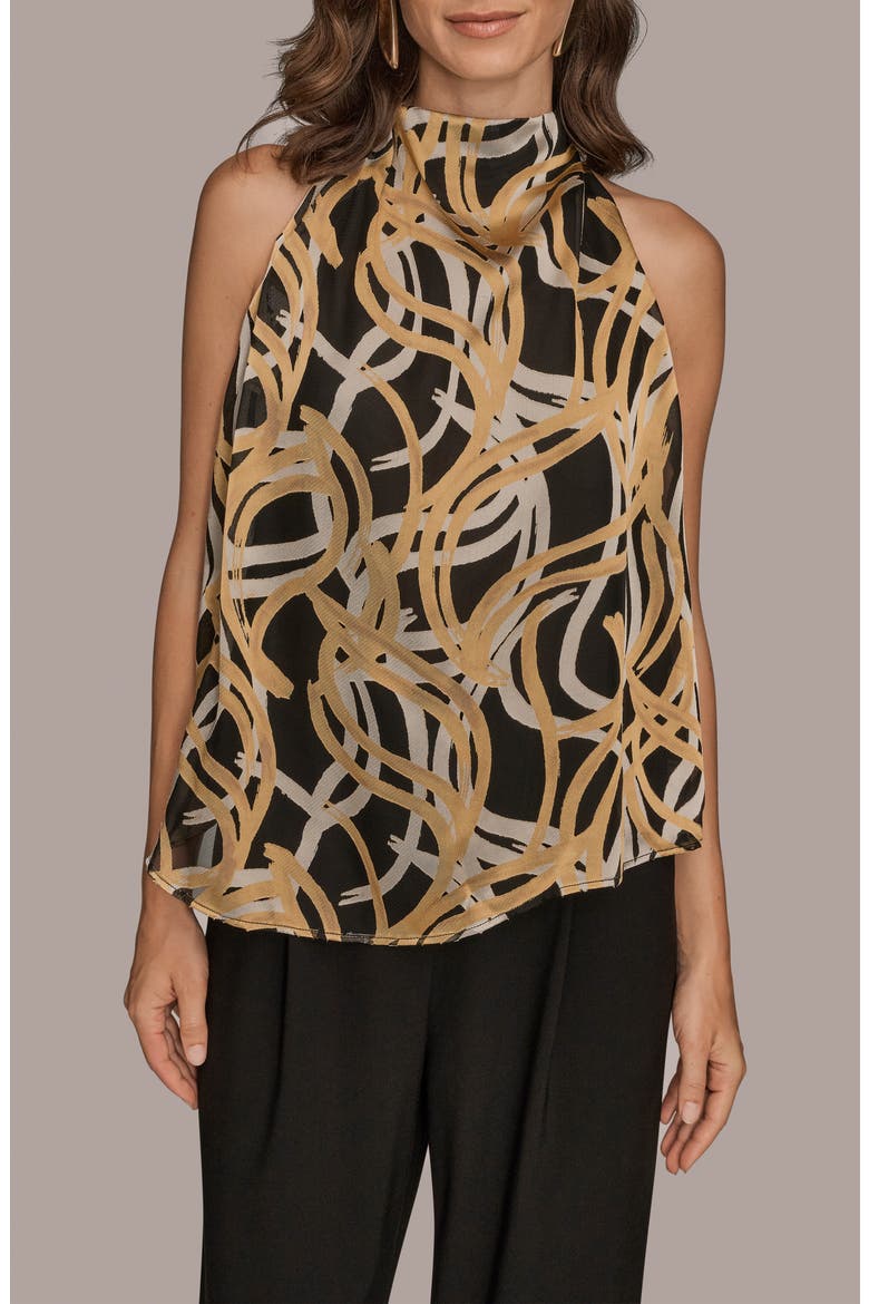 Cowl Neck Sleeveless Shirt, Main, color, BLACK/ FAWN