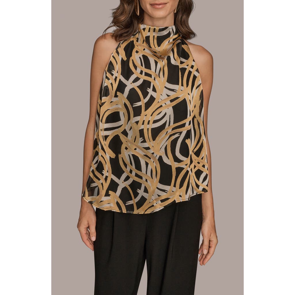 Donna Karan New York Cowl Neck Sleeveless Shirt In Animal Print