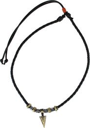 Trafalgar Cheyenne  Triangle and Beaded Vegan Leather Adjustable Necklace
