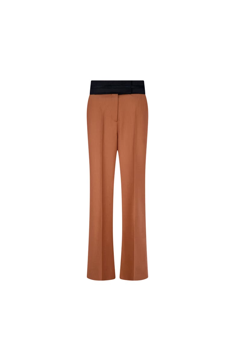 Marina Moscone Relaxed Trouser w/ Raw Edge Detail, Alternate, color, Cognac