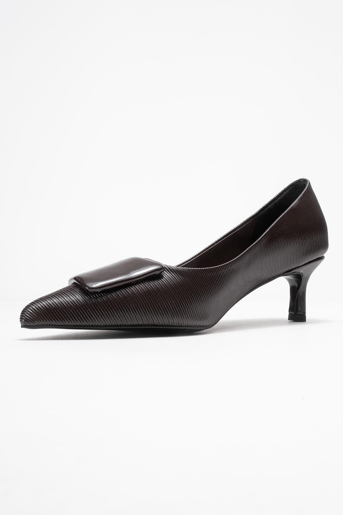 Briana Buckle Pointed Toe Pump, Alternate, color, Brown