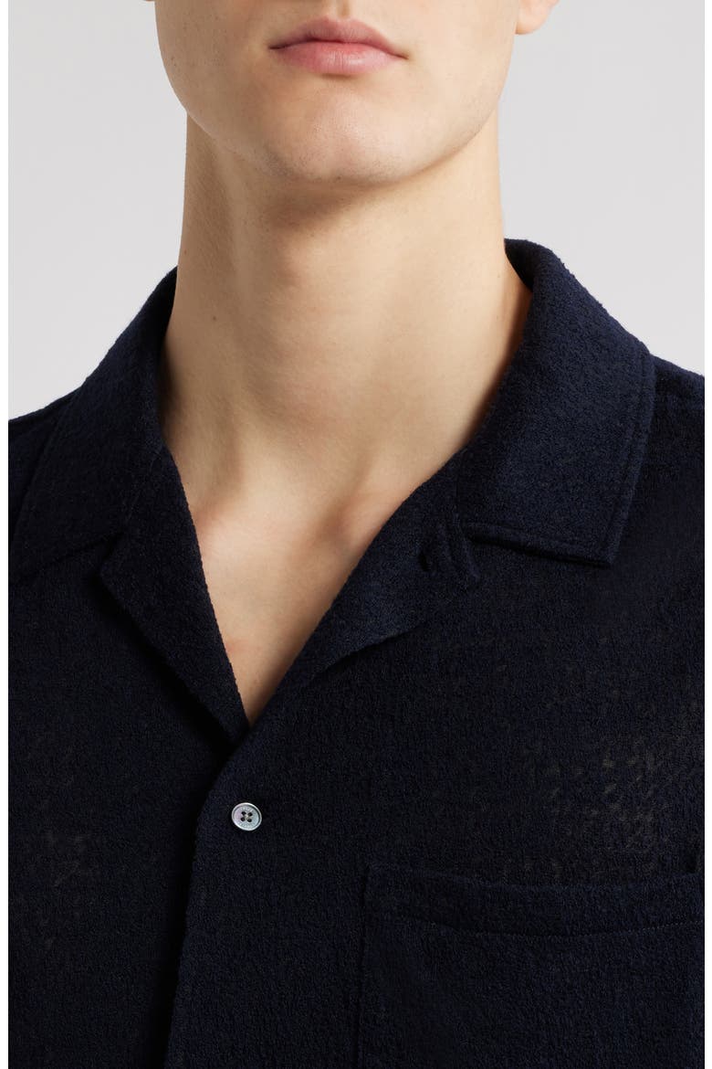 Wool Blend Terry Button-Up Shirt, Alternate, color, DARK NAVY