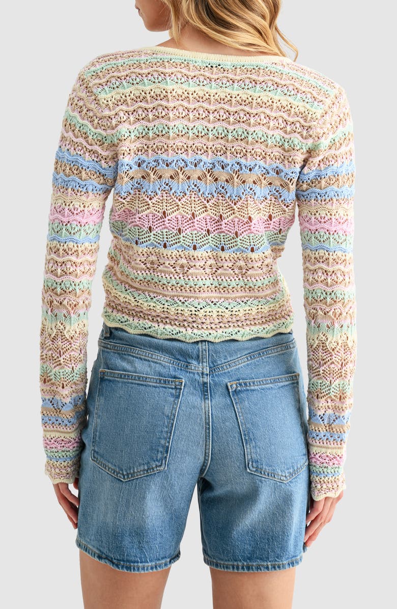 Lush Crochet Lace Tie Front Top, Alternate, color, Beige/ Pastel Multi