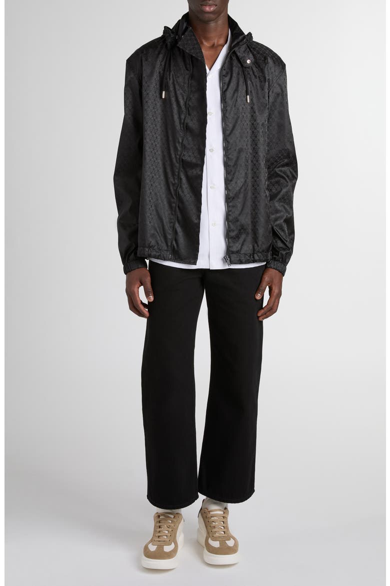 Skull Jacquard Windbreaker Jacket, Alternate, color, BLACK