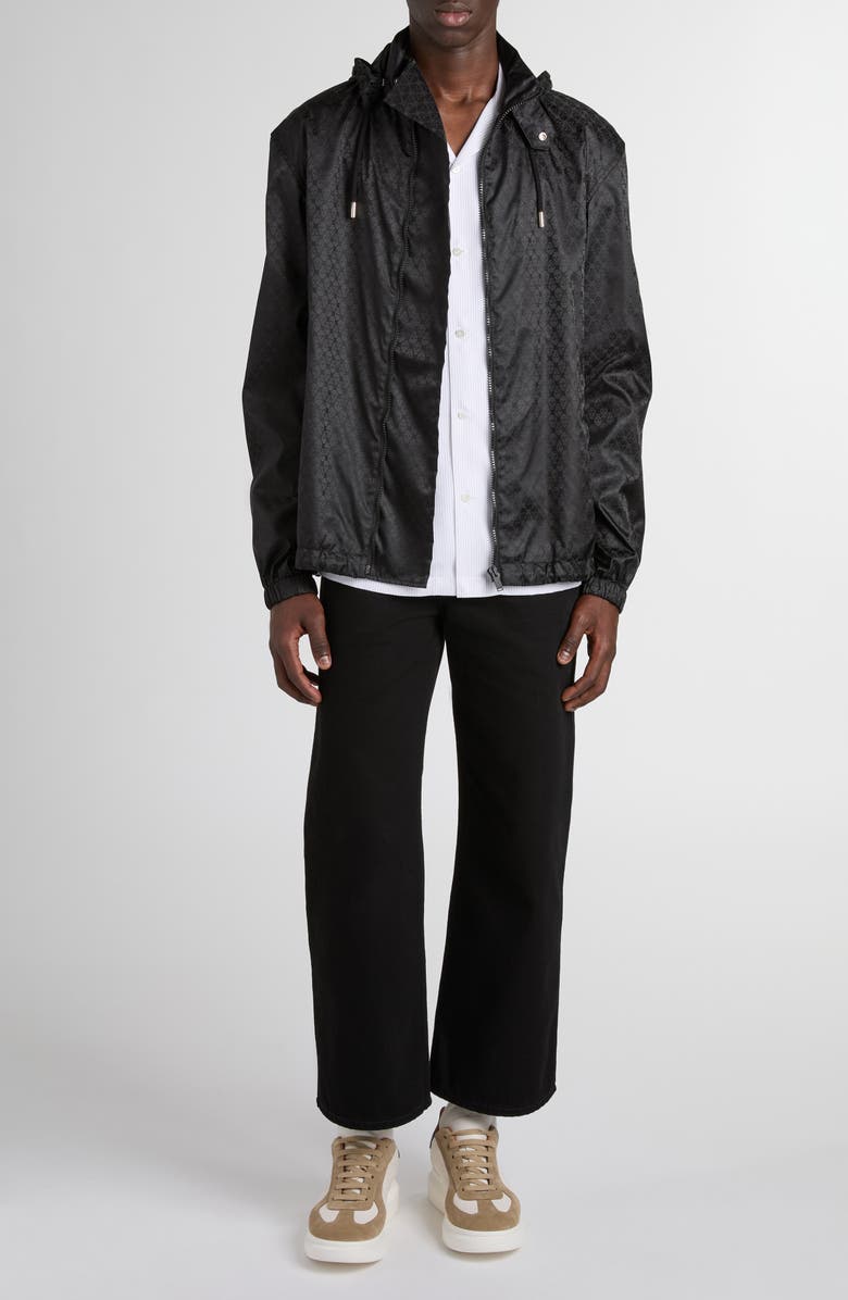 McQueen Skull Jacquard Windbreaker Jacket, Alternate, color, Black