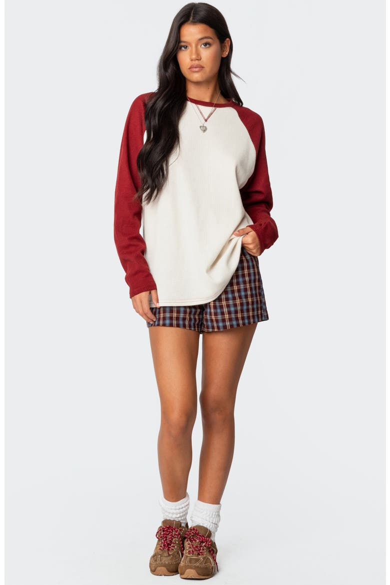 Me Time Oversize Waffe Stitch Pullover, Alternate, color, BURGUNDY
