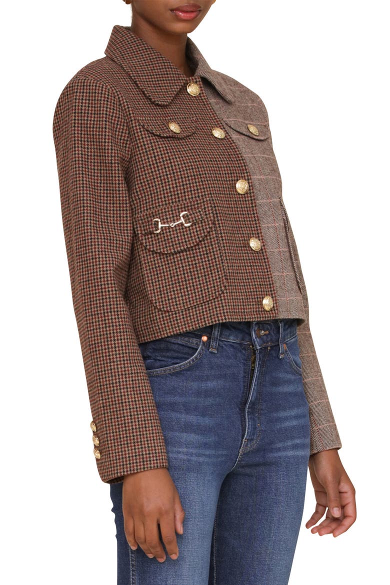 Mixed Media Jacket, Alternate, color, BROWN MULTI
