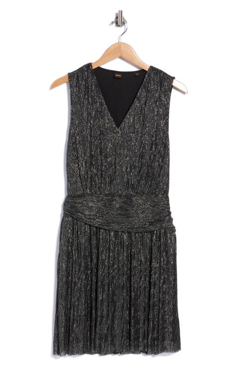 Danielle Sleeveless Metallic Pleated Dress