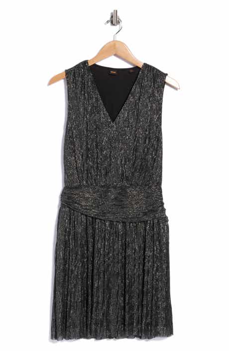 Danielle Sleeveless Metallic Pleated Dress
