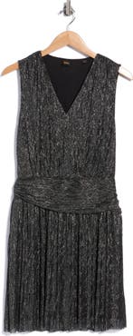BOSS Danielle Sleeveless Metallic Pleated Dress