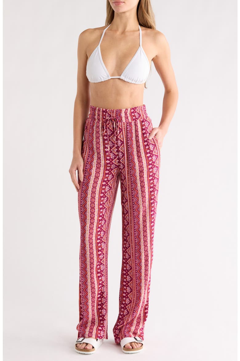 La Palma Beach Cover-Up Pants, Main, color, RASPBERRY