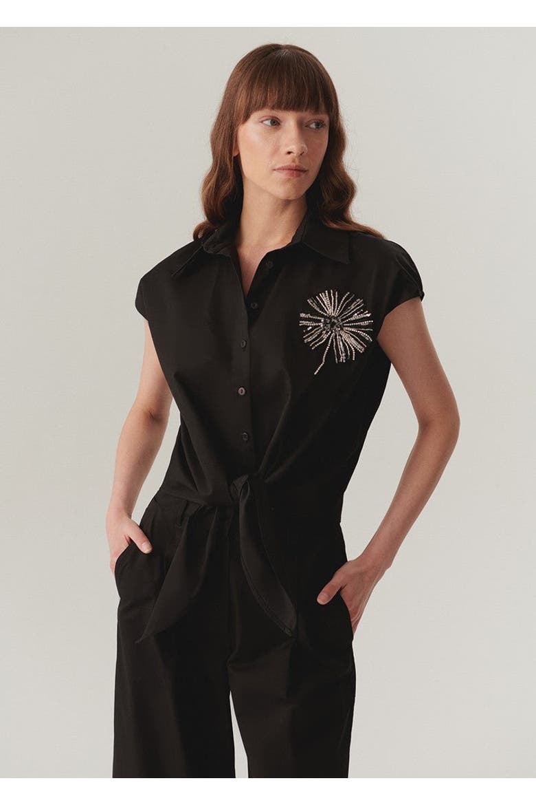 Kimberly Embellished Shirt, Main, color, BLACK