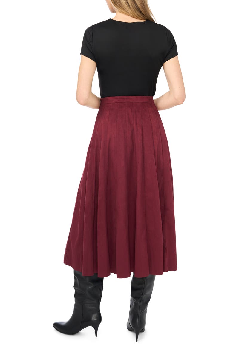 Panelled Pintuck Faux Suede Midi Skirt, Alternate, color, WINTERBERRY