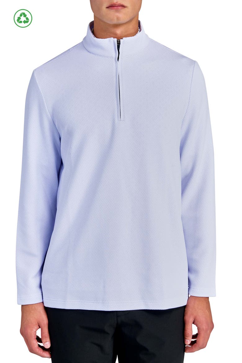 Regular Fit Solid Waffle Knit Recycled Performance Quarter Zip, Main, color, WHITE