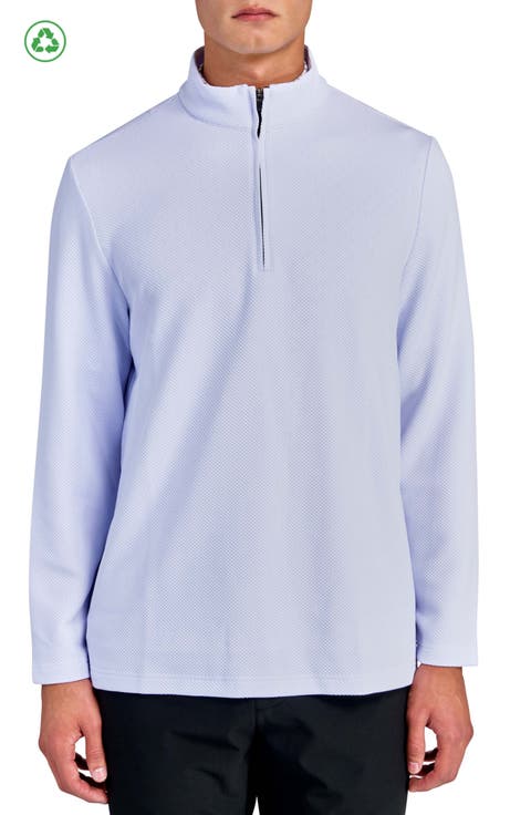 Regular Fit Solid Waffle Knit Recycled Performance Quarter Zip
