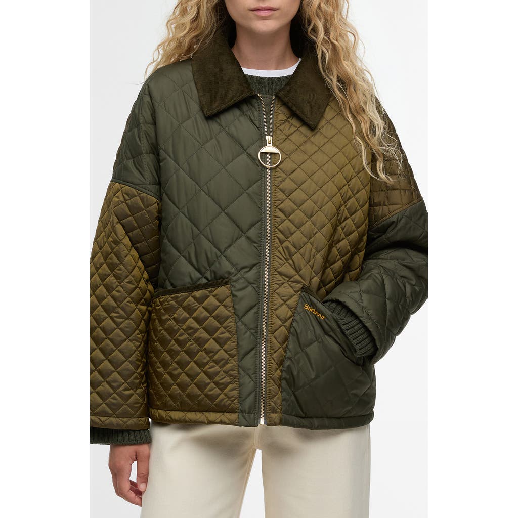 Barbour Danby Patchwork Quilted Jacket In Green