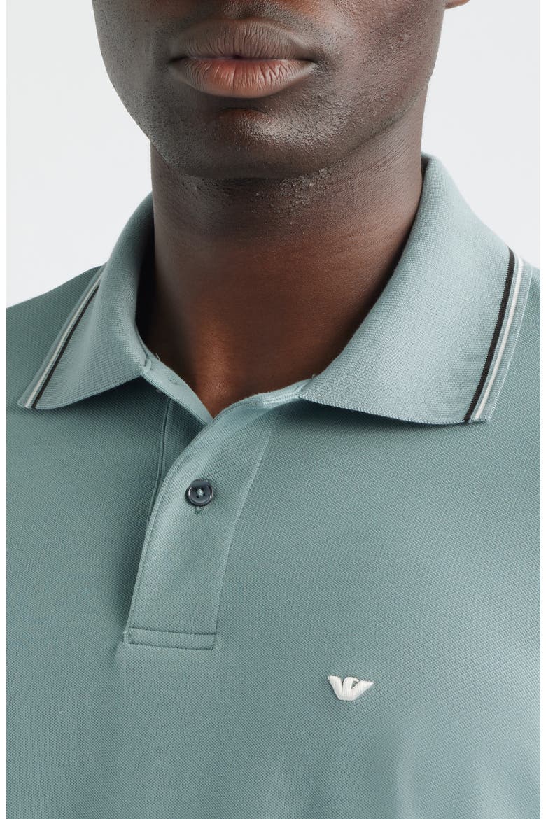 Tipped Cotton Polo Shirt, Alternate, color, TEAL