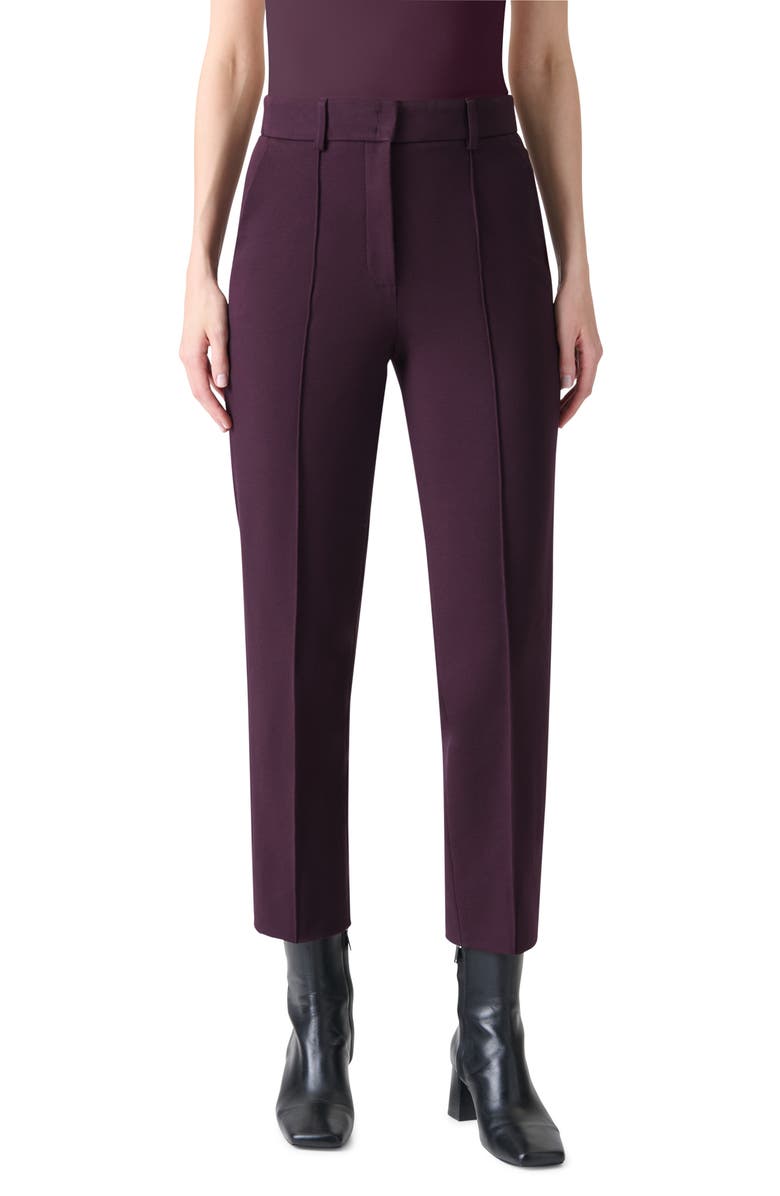 Akris punto Ferry Pintuck Tapered Jersey Pants, Main, color, Blackberry