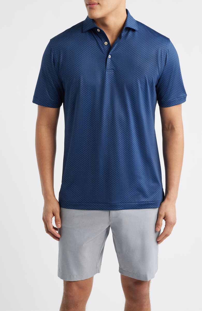 Peter Millar Bunker Bar Performance Jersey Polo, Main, color, Navy