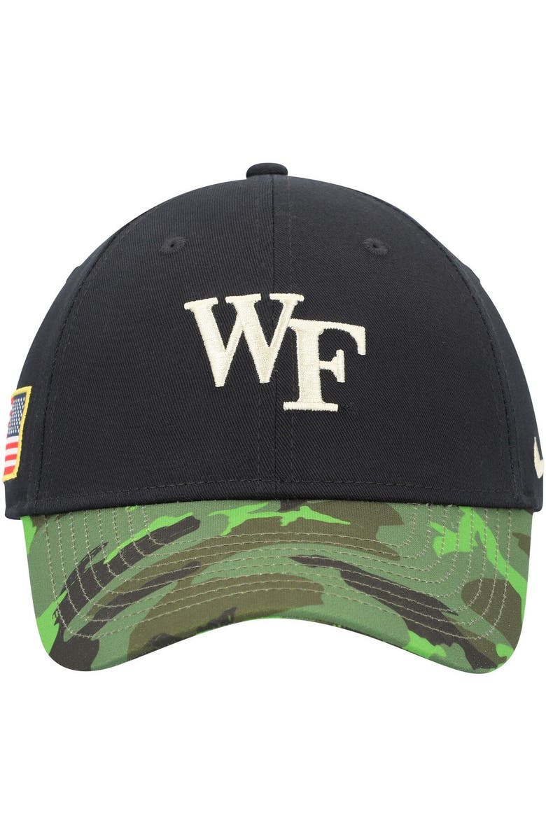 Nike Men's Nike Black/Camo Wake Forest Demon Deacons Veterans Day 2Tone Legacy91 Adjustable Hat, Alternate, color, Black