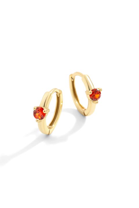 Solitaire Birthstone Huggie Hoop Earrings
