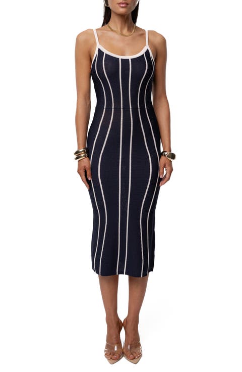 Parallel Elegance Midi Dress