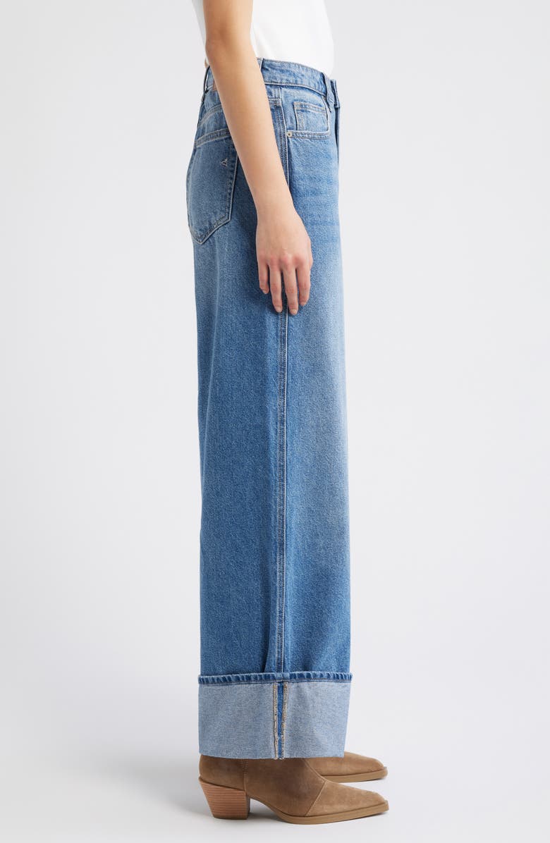 HIDDEN JEANS Cuffed High Waist Wide Leg Jeans, Alternate, color, Medium Dark