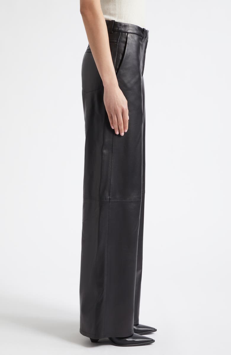 NOUR HAMMOUR Coda Wide Leg Leather Pants, Alternate, color, Black