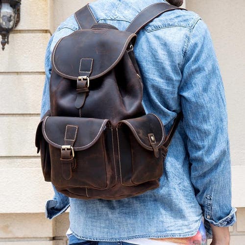 Steel Horse Leather The Asmund Backpack | Genuine Leather Rucksack In Dark Brown