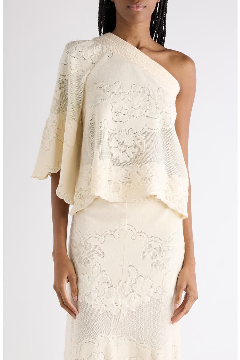 Shilo Cotton Blend Floral Jacquard One-Shoulder Top (Women