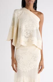 Isabel Marant Shilo Cotton Blend Floral Jacquard One-Shoulder Top